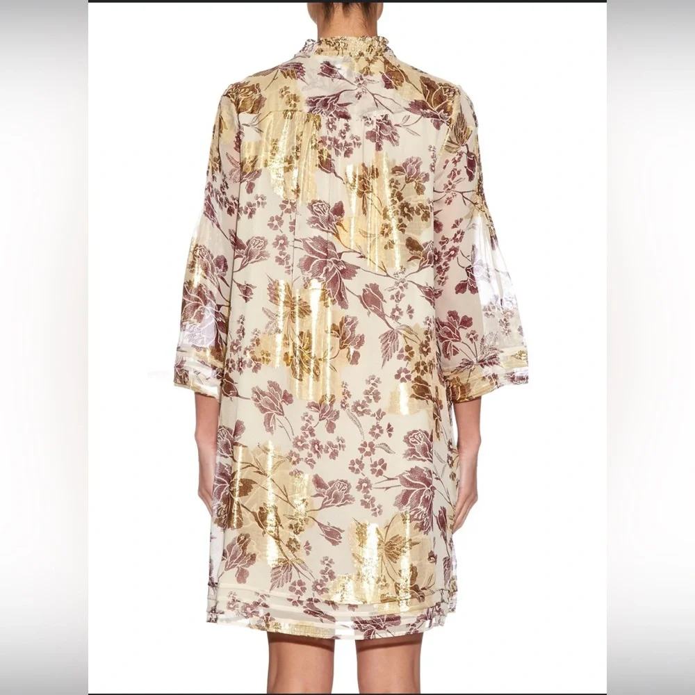 Diane Von Furstenberg Layla Gold Leaf Dress - Picture 2 of 11
